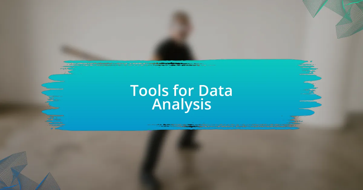 Tools for Data Analysis