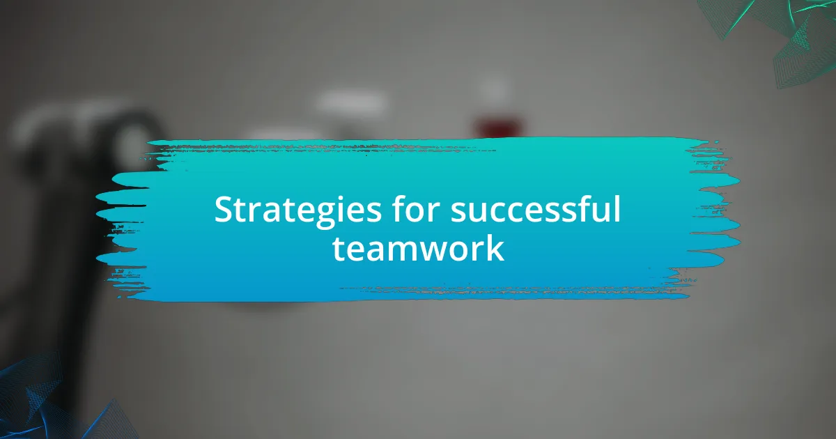 Strategies for successful teamwork